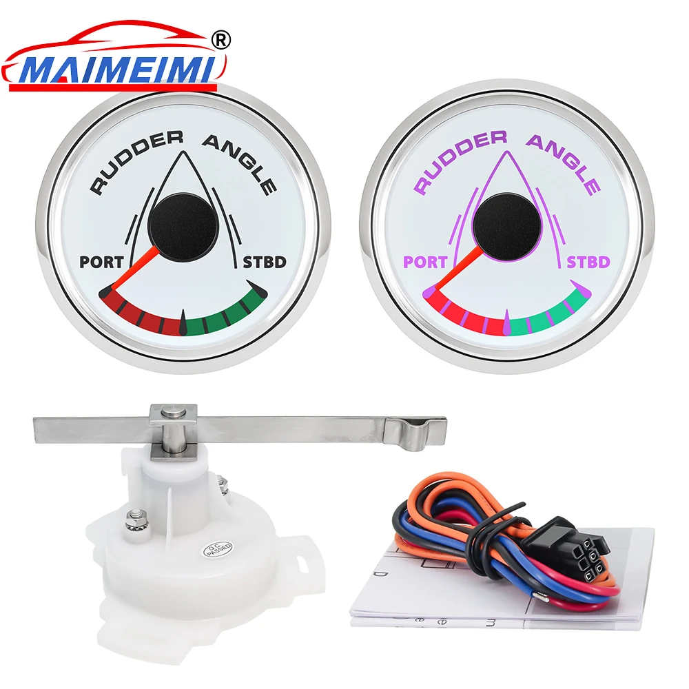 

Boat Marine Rudder Angle instrument 52mm Waterproof Rudder Angle meter 8-color backlight With Rudder Angle Sensor 0-190 ohm