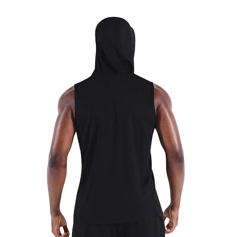 남성용 빠른 건조 민소매 티셔츠 탱크 티셔츠 탑 조끼 남성용 후드 맨 힙합 탱크 탑 야외 조깅 하이킹 낚시