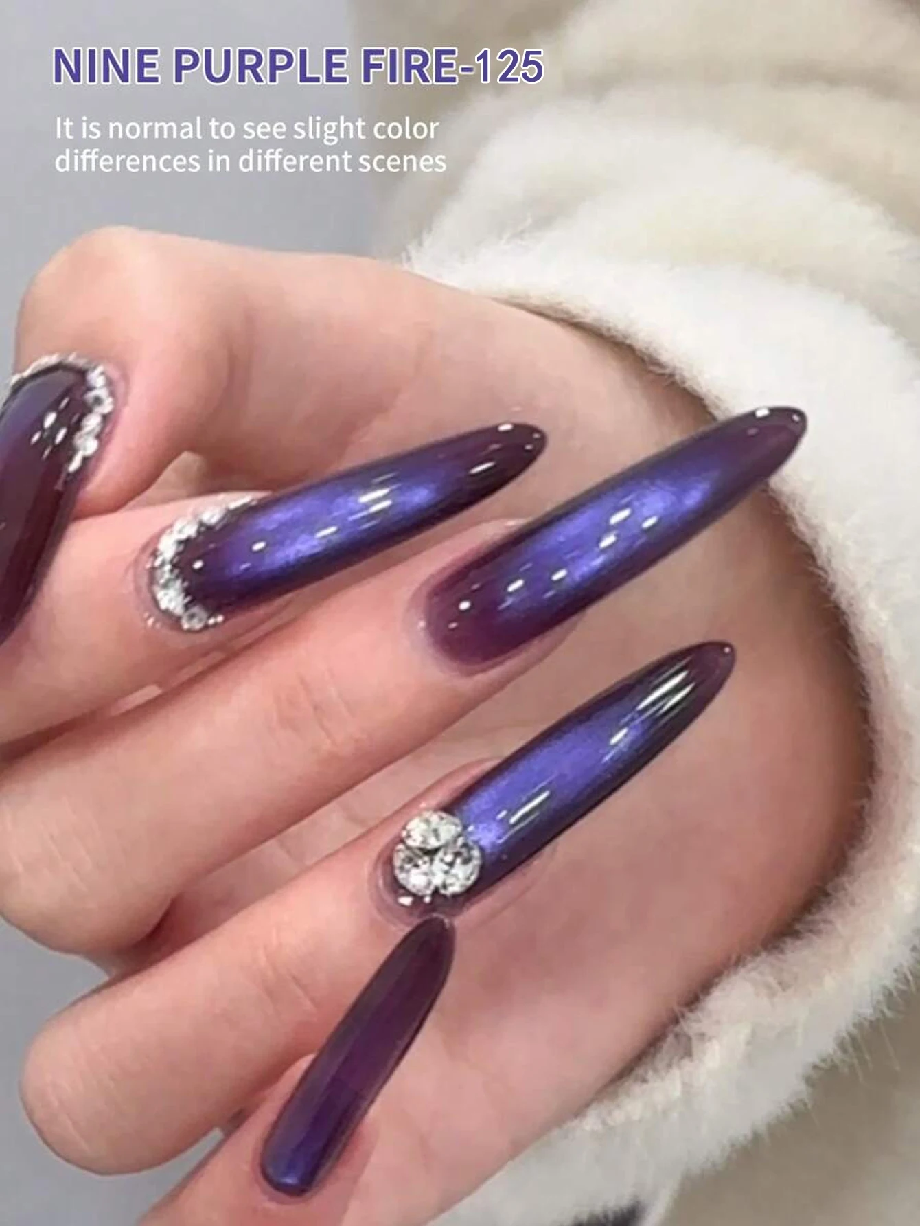 أربعة مواسم الأبيض الأرجواني القط العين طلاء الأظافر هلام جديد شعبية فلاش الأرجواني الزجاج الخرز القط العين مسمار تعزيز