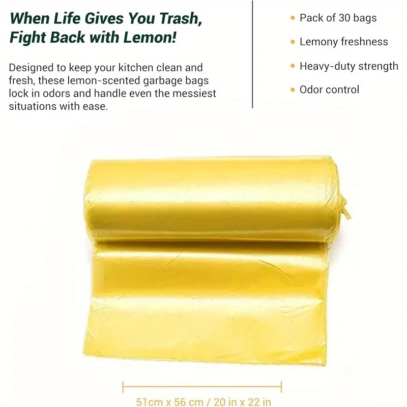 

Мешки для мусора с ароматом лимона — небольшой размер для кухни и других использования, упаковка из 30 штук — 51 x 56 см / 20 x 22 дюйма