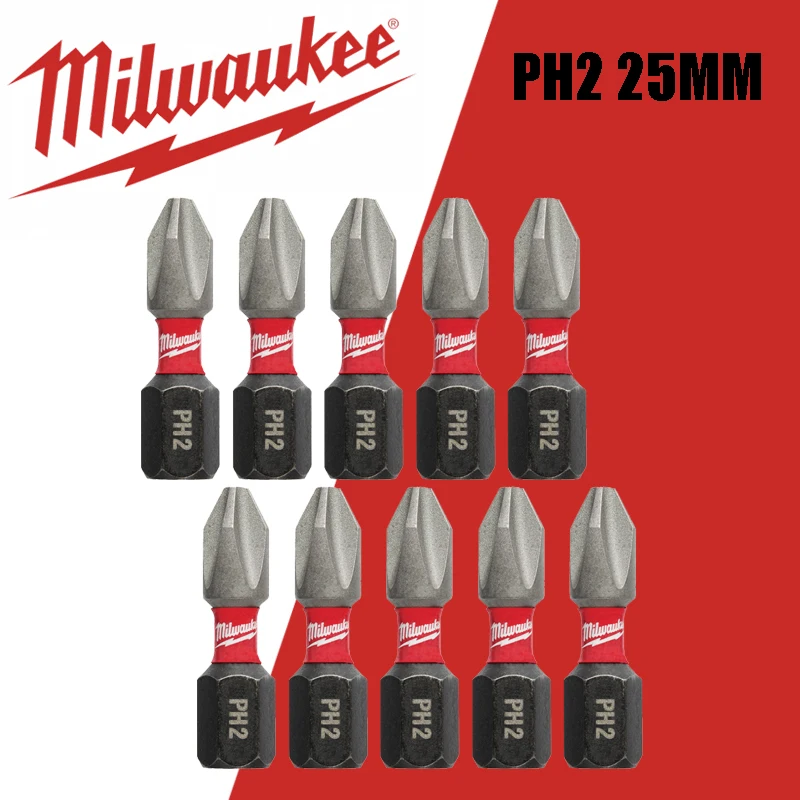Milwaukee Ph2 25 mm Brocas Impacto tipo Broca para Chave de Fenda Elétrica Fixa Resistência ao Desgaste Ferramenta Elétrica Acessório