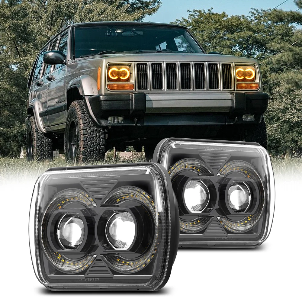 Newest Design 7 Inch Black Square LED Headlight For Jeep Off Road Vehicle Led6513