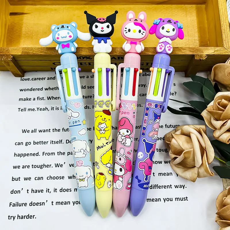 6-36pcs New Cartoon Sanrio 10 Colors Ball Pen Cute Colorful Graffiti Hand Account Marker Pen Stationery Wholesale