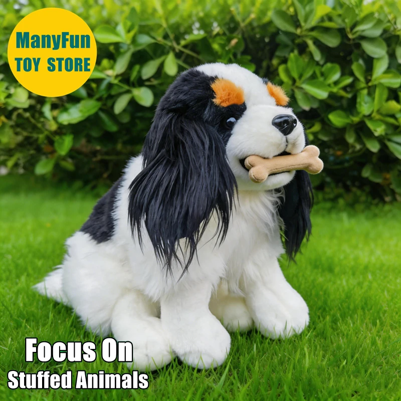 Cavalier King Charles Spaniel Plush Toy Realistic King Charles Plushie Dog Lifelike Stuffed Animal Simulation Doll Collectors