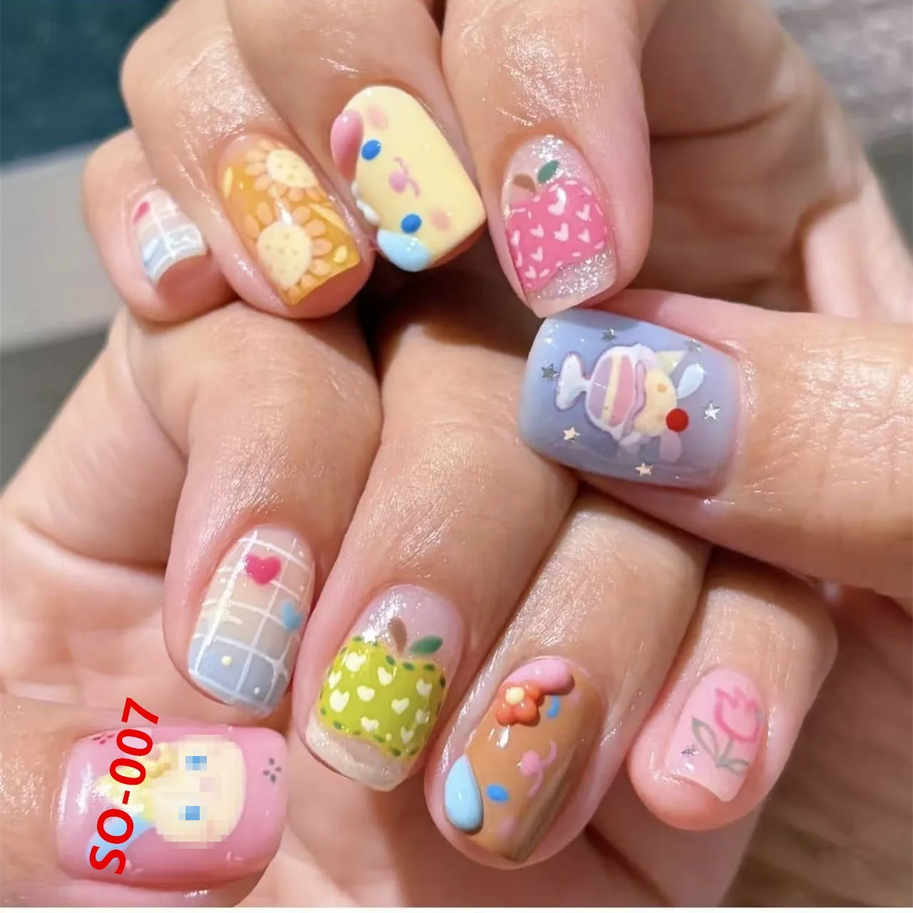 

SO-007 Flower pink rabbits Anime designs 3d Nail Art Sticker nail Decal Slider Stamp anime ghoul