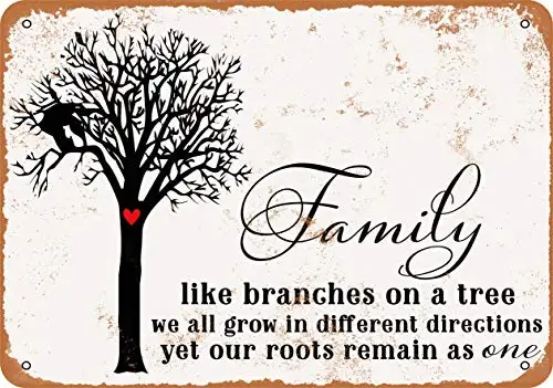 Wall-Color  Metal Sign - Family Like The Branches On A Tree - Vintage Look