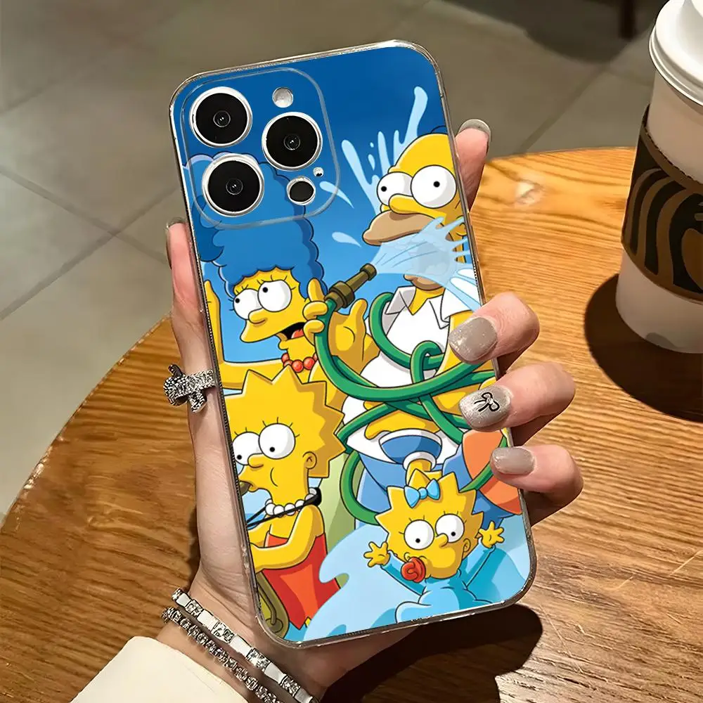 Zabawne etui na telefon Homer Simpson do iPhone\'a 15 Pro Max 14 Plus 11 12 Mini 13 Pro 7 8 X XR XS SE Przezroczysta tylna obudowa