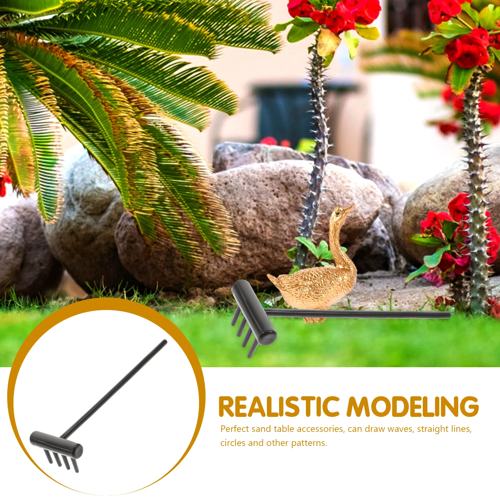 Juego de rastrillos Micro rastrillos para Zen Mini rastrillos Zen, herramientas de caja de arena, suministros para manualidades decorativas de paisaje de plástico, accesorios DIY, 6 uds.