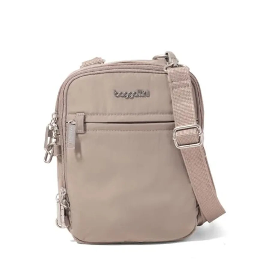

Anti-theft crossbody bag for daily urban use, nylon with black finish, RFID-blocking lining, locking zippers and cut-resistant