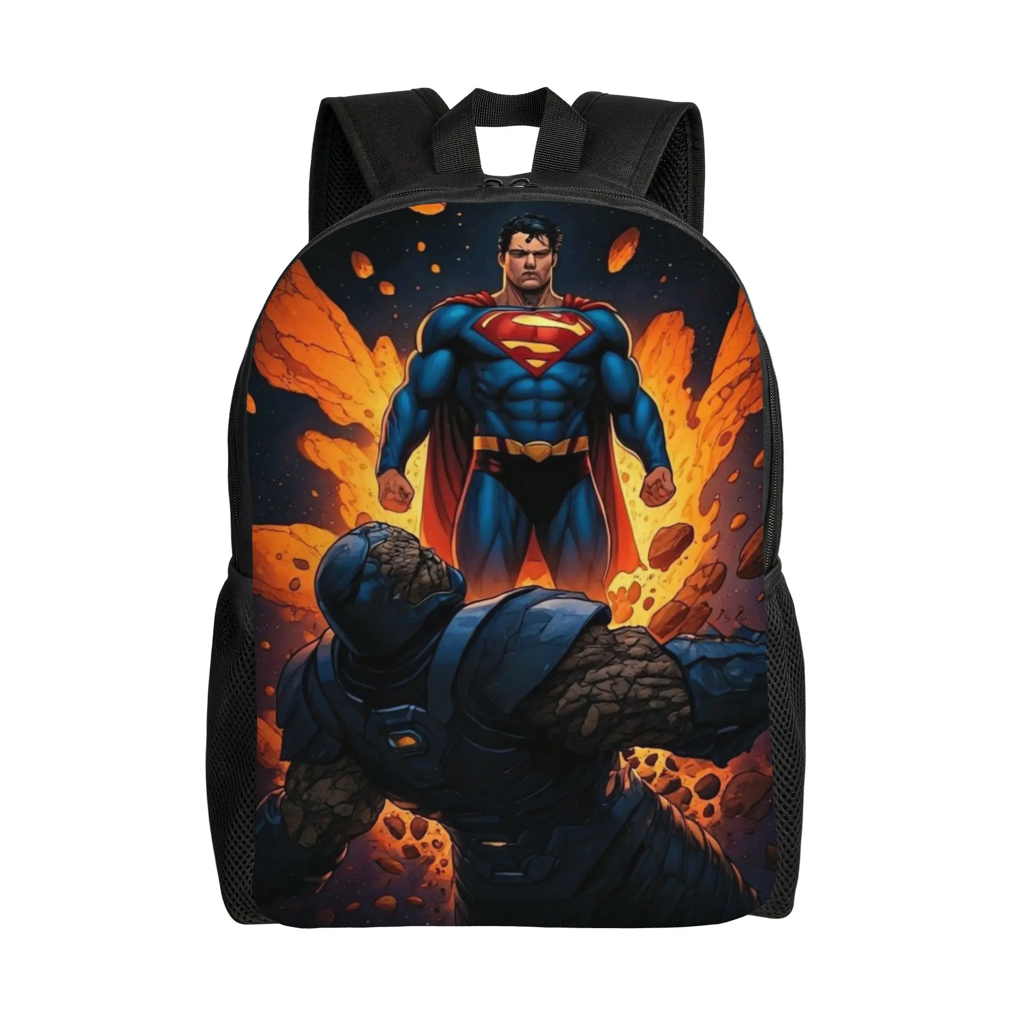 Back to school season Superman vs Darkseid Comic Scene Schoolbag  College Student Snack Storage Backpack