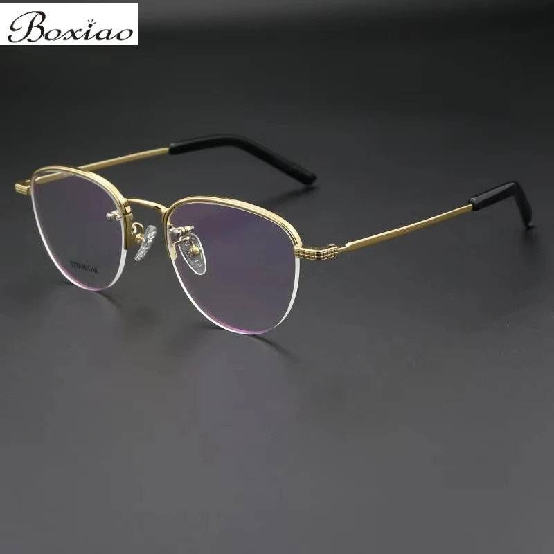 التيتانيوم النقي نصف إطار المألوف الرجعية جولة هونغ كونغ نمط الرجال والنساء الأعمال قصر النظر نظارات lrest نظارات