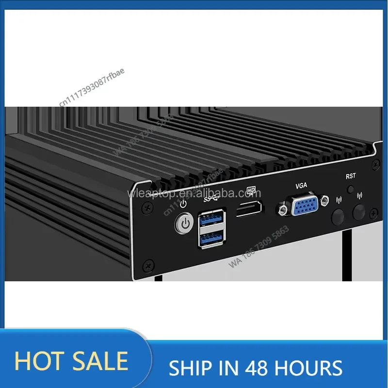 J4125 Mini PC Fanless Network Computer with Quad 2.5GbE LAN, VGA and Compact Industrial Design