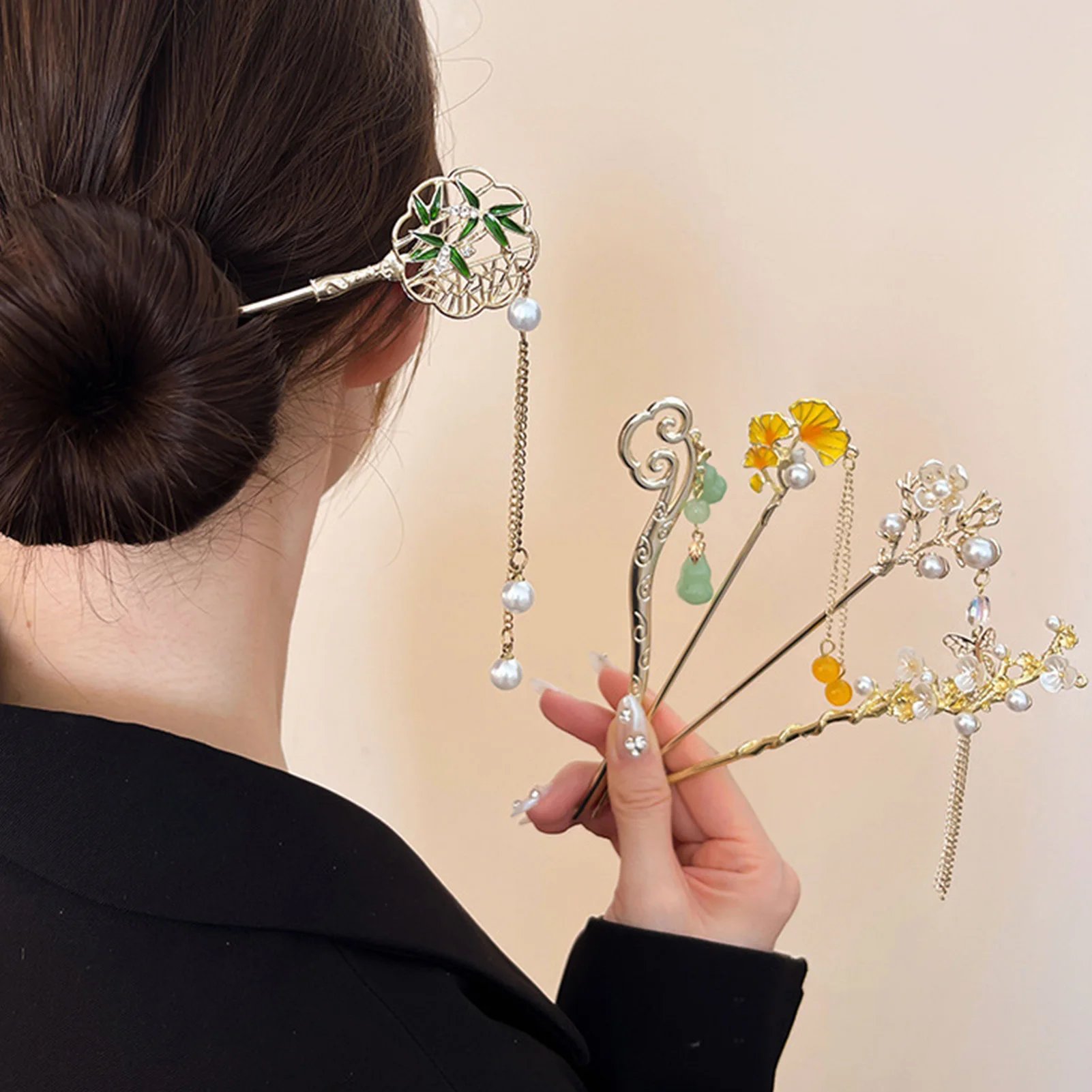 

Romantic Chinese Style Hairpins Fashion Hair Sticks for Women Handmade Flower Hairpins Hair Chopsticks Head Jewelry Accessory