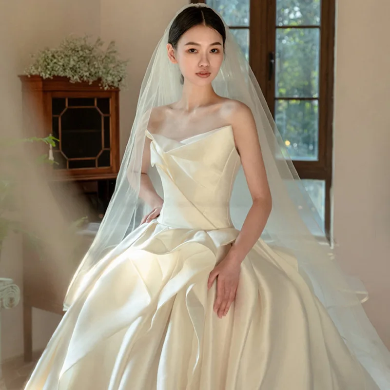 Satin 4 main wedding dress 2024 new bride