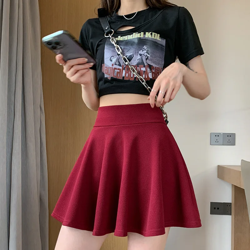 Summer Women\'s Skirts Fashion Sexy Mini Elastic Pleated Sun Skirts For School Girl Uniform Korean Black High Waist Tennis Skirts