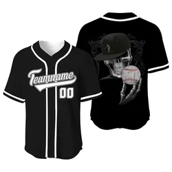 Black Skull Boll Tee Shirt Baseball Plus Size Retro Jersey Custom Team Summer Fashion Cool Tshirt Men Clothing Design T-Shirts