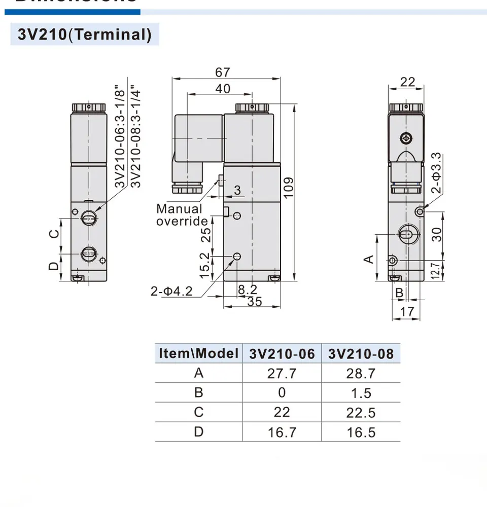 Elettrovalvola 3V210-08NC Pneumatica — dettaglio 4