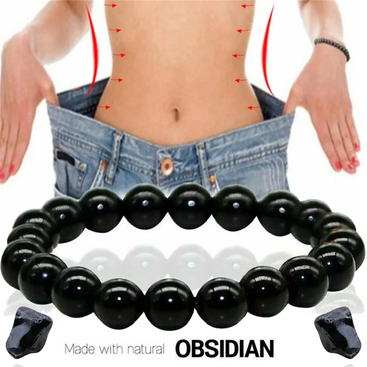 Natural Obsidian Promotes Blood Circulation Anti Anxiety Weight Loss Arthritis Pain Relief and Fat Reduction Bracelet for Women