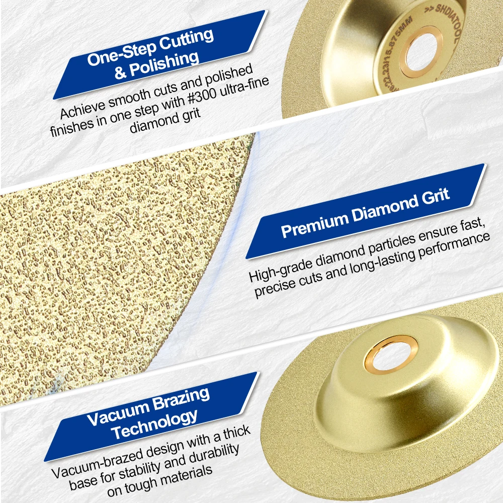 SHDIATOOL Dia125mm قطع الماس طحن كأس عجلة ملحومة Dekton الرخام الرملي القرص الخزف سيراميك 5 بوصة القاطع