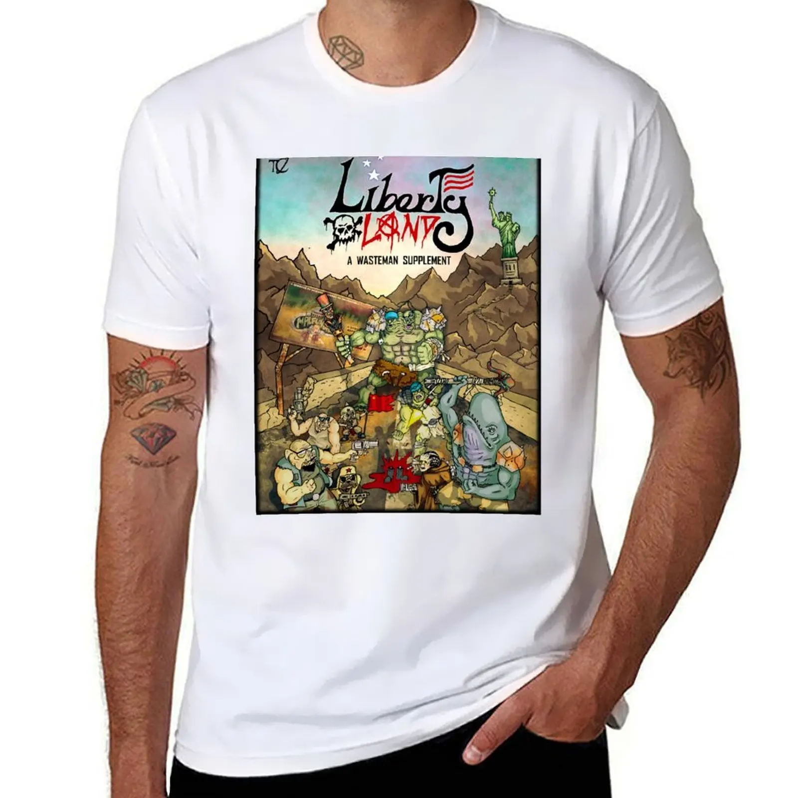 

Liberty Land cover art T-Shirt cotton t shirts high quality t shirt men 100% cotton luxury brand T-Shirt