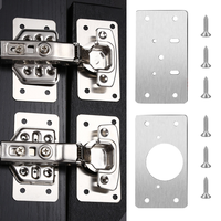 Cabinet Hinge Repair Plate Kit Stainless Steel Door Hinge Mounting Plate With Holes Home Cabinet Furniture Hardware Accessories
