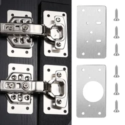 Cabinet Hinge Repair Plate Kit Stainless Steel Door Hinge Mounting Plate With Holes Home Cabinet Furniture Hardware Accessories