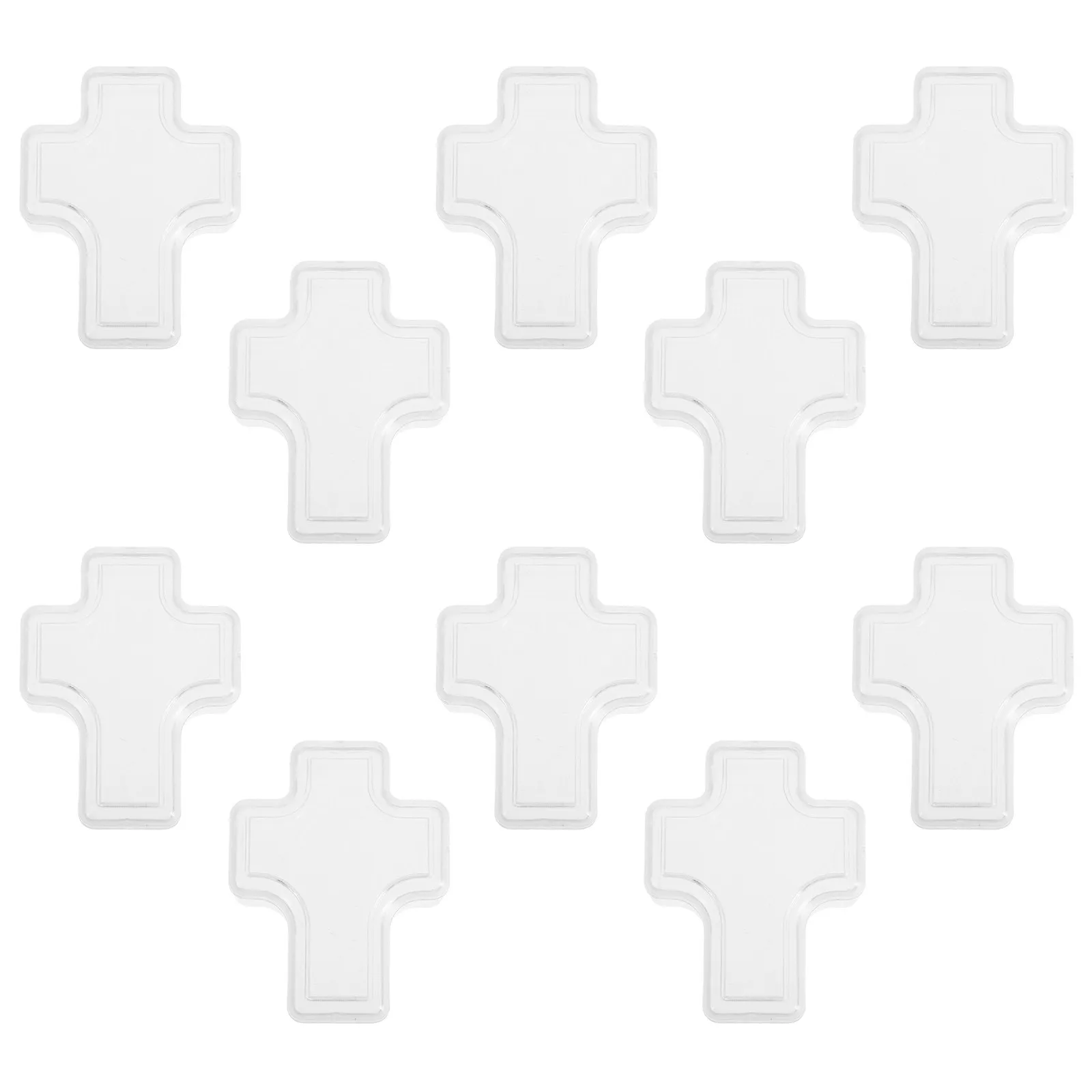 10Pcs Candy Box Transparent Plastic Cross Jewelry Organizer Compact Storage Case for Rings Bracelets Charms Cross Shaped Box
