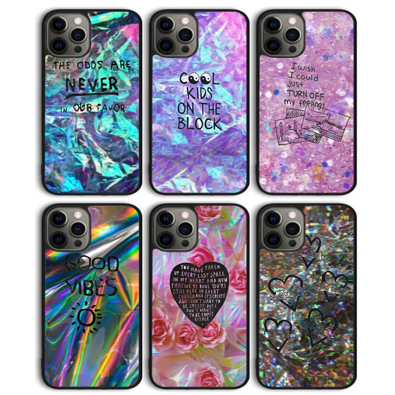 holographic hologram phone Case For iPhone 16 15 14 Plus 12 mini 13 11 Pro X XR XS Max cover shell coque