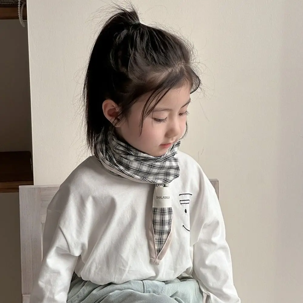 Vintage Korean Children's Scarf Striped Sweet Triangle Bandana Boys Girls Plaid Waist Scarf Turban