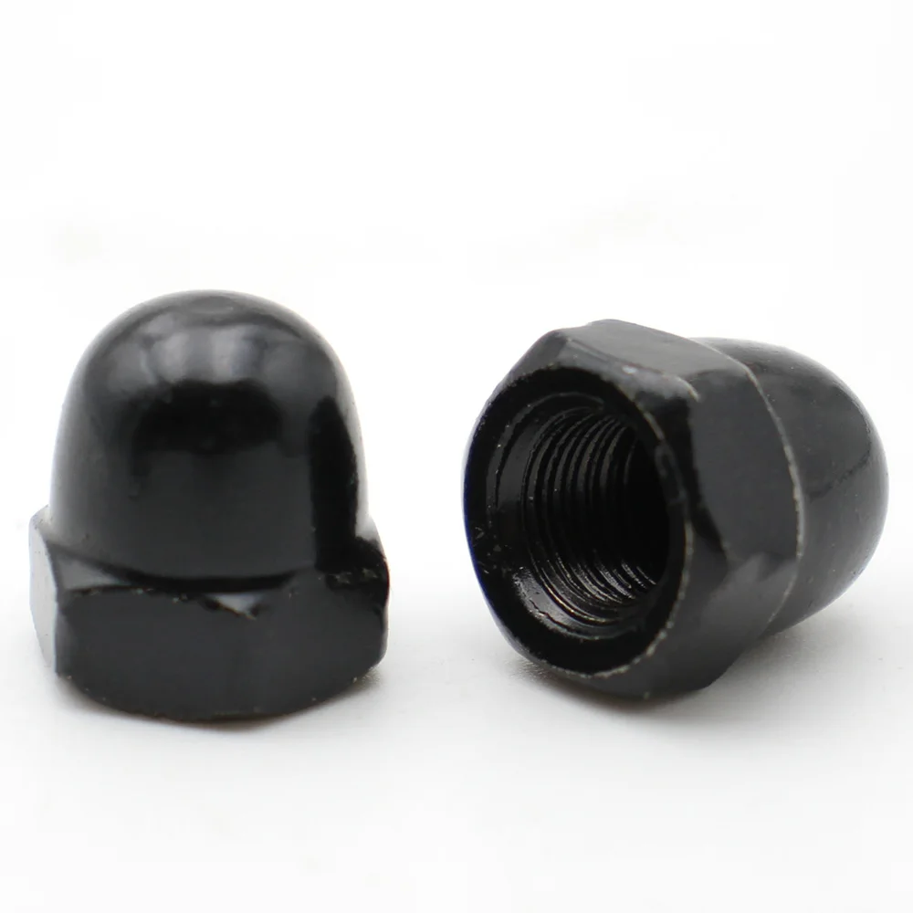 5-20pcs M3 M4 M5 M6 M8 M10 M12 Black Carbon Steel Metric Acorn Nuts Crown Hex Nuts Domed Cap Nuts