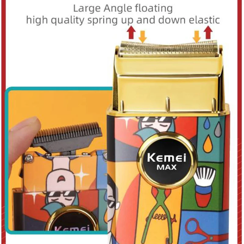 Kemei RS7098 Electric Head Shaver Barber for Bald Men Rechargeable Shaver Machine 7500rpm Portable Hair Trimmer Razor for Head