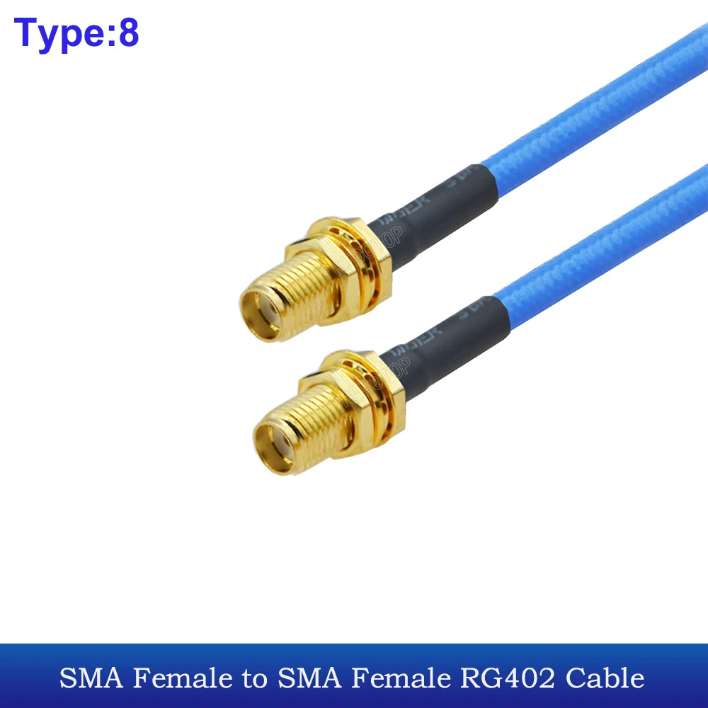 RG-402 SMA Male Plug to SMA Female Jack Connector Blue Color RG402 Semi Flexible High Frequency RF Coaxial Cable 50 Ohm 10CM-20M