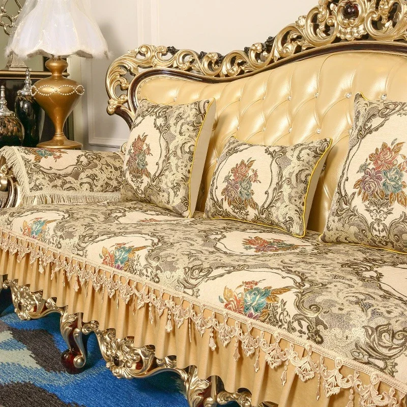 Exhibition Hall and Clubhouse Decoration Cover Cloth Lotus Leaf Lace Sofa Cushion Isolate Dust Scratch Resistant Protective Mats