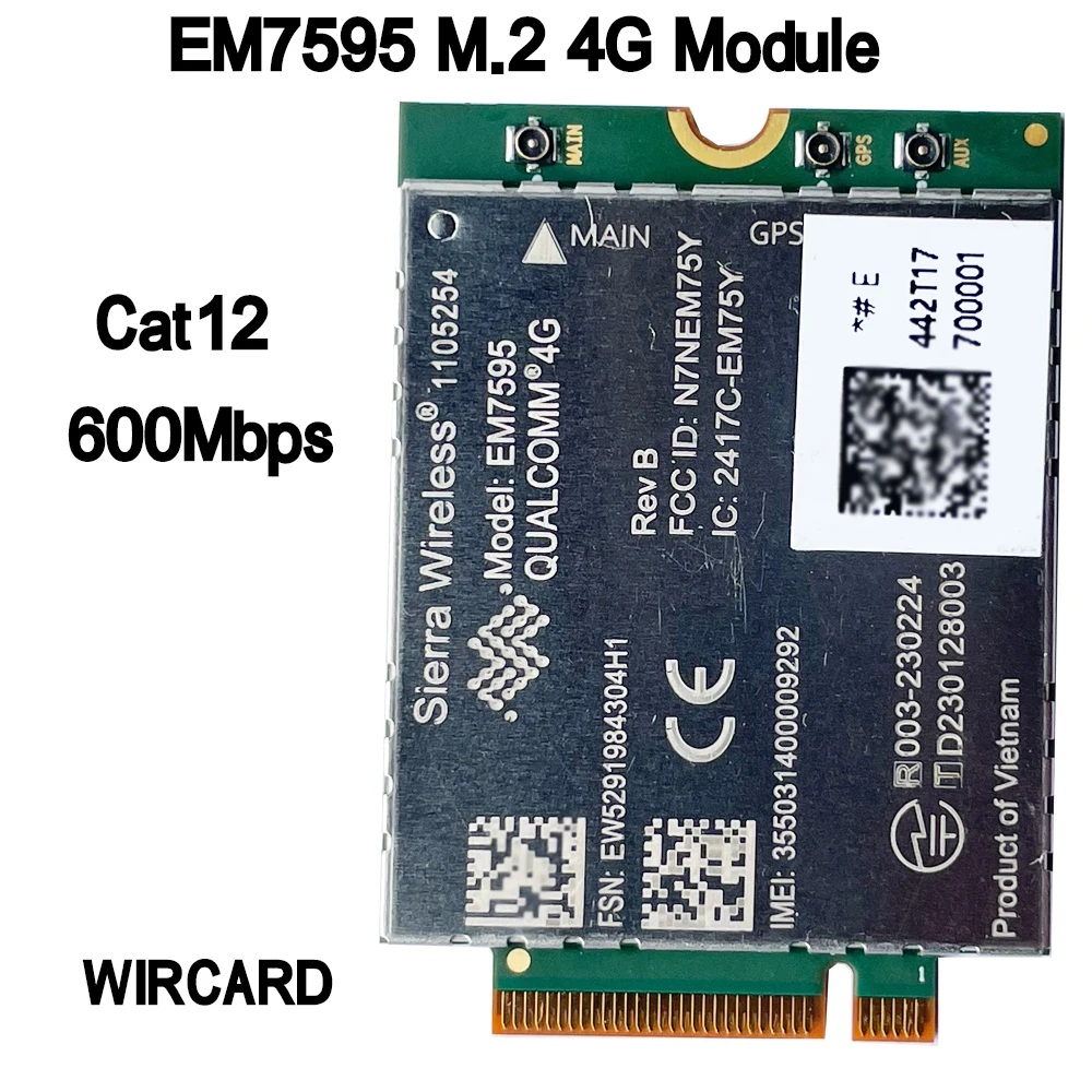 

EM7595 Модуль 4G LTE FDD-LTE TDD-LTE Карта 4G Cat12 600 Мбит/с M.2 для ноутбука Win10/11