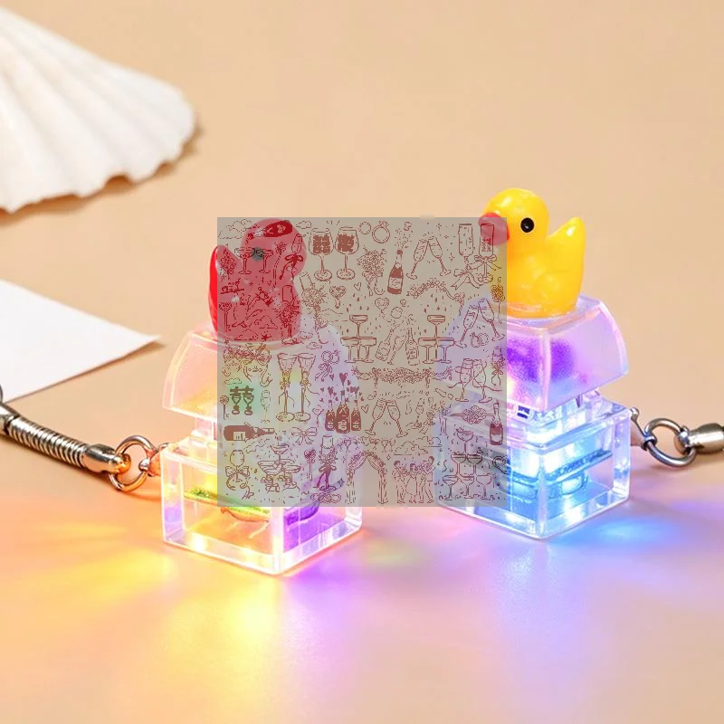 Animal Keyboard Fidget Keychain Finger Button Clicker Decompression Toy With Colorful Lights
