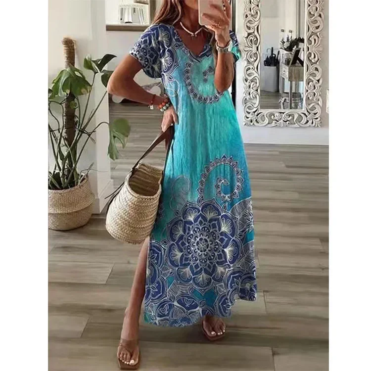 Mini robe de plage pour femmes, grande taille 5XL, mode femmes, robe imprimée, robe de soirée élégante Boho, robe imprimée, été, 2022