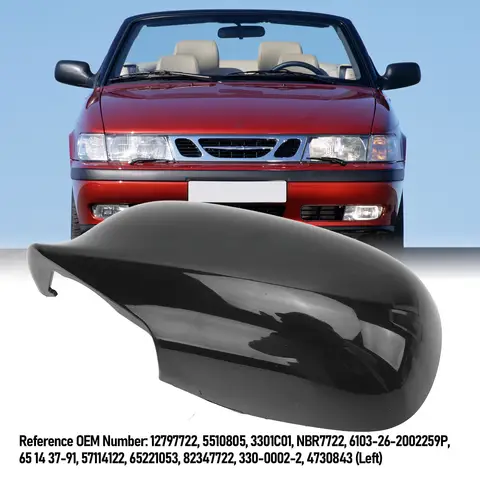 윙 미러 커버 외부 후면보기 미러 하우징 광택 검정색 도어 윙 미러 캡 12797722 Saab 9-3 9-5 2003-2009