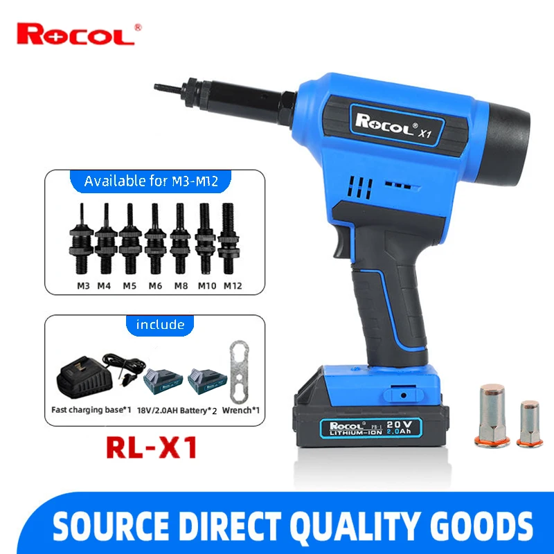 RL-X1 18V Cordless Electric Rivet Gun Smart Lithium Battery Riveting Tool with Tension Control for Industrial Assembly