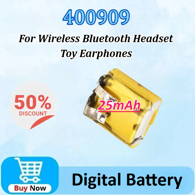 

New 400909 3.7V 25mAh 10~100pcs Replacement Battery for Wireless Bluetooth Headset Toy Earphones Battery Polymer Li-Ion Batteria