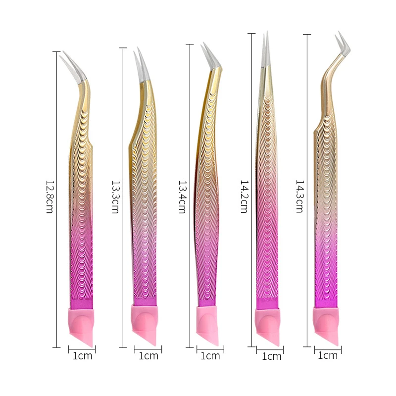 Pinzas de silicona con Cabezal de presión, pegatinas de uñas de doble punta, Clip de recogida de diamantes de imitación, herramientas de extensión de pestañas de maquillaje