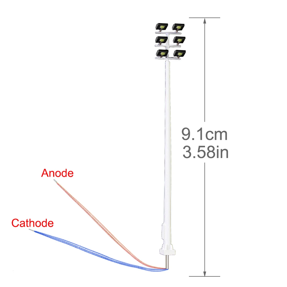 2 Lámparas de Plaza a Escala N para Modelismo Ferroviario 1:160, Luces de Calle para Parque Infantil, 6 LED, Blanco Brillante LSL15N