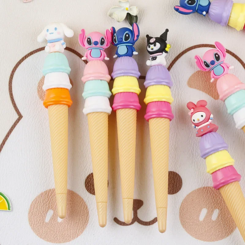 

Disney Stitch Doll Head Gel Pen Cute Cartoon Creative Ice Cream Cone Black Pens Office Signature Girls Stationery School Gifts