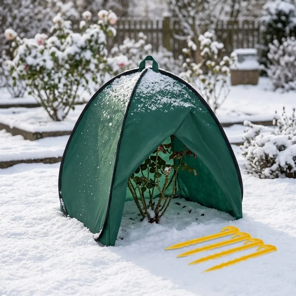 Outdoor Winter Shrub Cover Frost Protection Tent Garden Plant Protector 56x56x56cm Green Non Woven Set with 4 or 8 Ground Nails