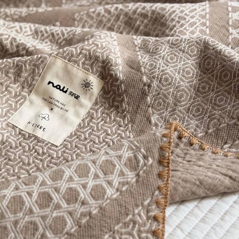 Vintage 100% Cotton Embroidered Quilt Set 3Pcs, Reversible Jacquard Thickened Bedspread, All-Season Premium Quilted Bed Cover