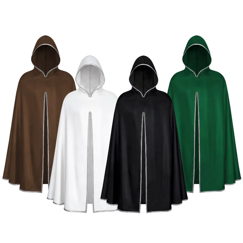 

Adult Medieval Renaissance Hooded Cloak, Retro Vintage Halloween Cape Shawl, Classic Cosplay Costume
