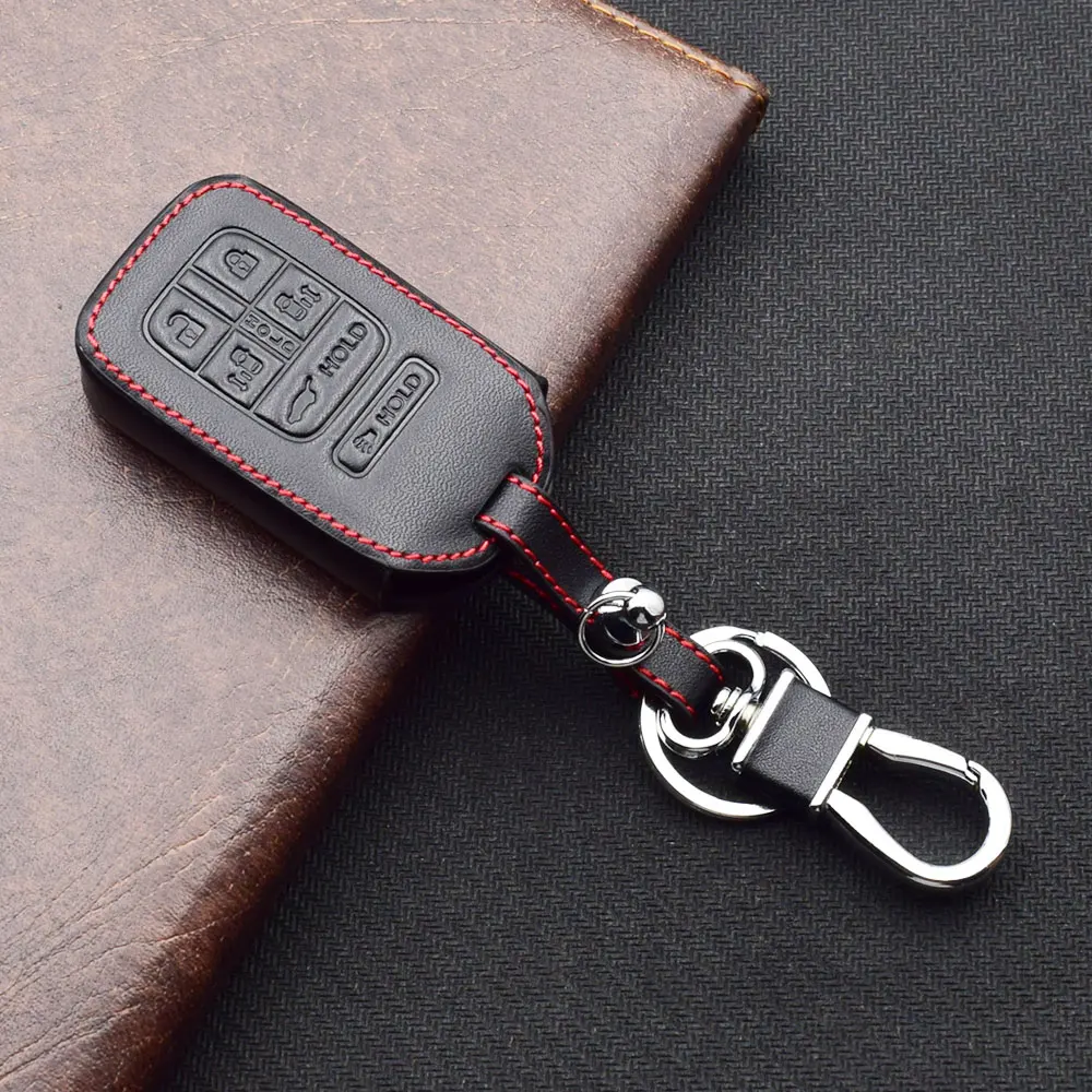 Leather Car Key Case Remote Fobs Protector Cover For Honda Civic Accord CR-V Jazz City Fit Jade Odyssey Pilot Insight Crosstour