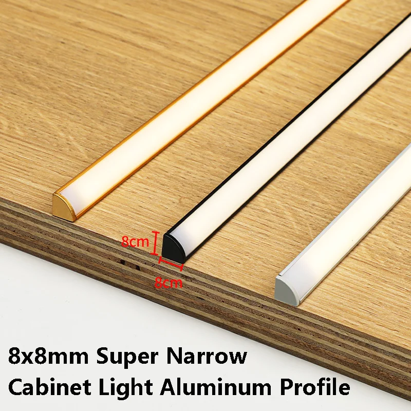 Mini 90 Degree Glowing LED Cabinet Light Aluminum Profile Surface Mounted Wardrobe Bookcase Cabinet V Shaped Hard Strip Light