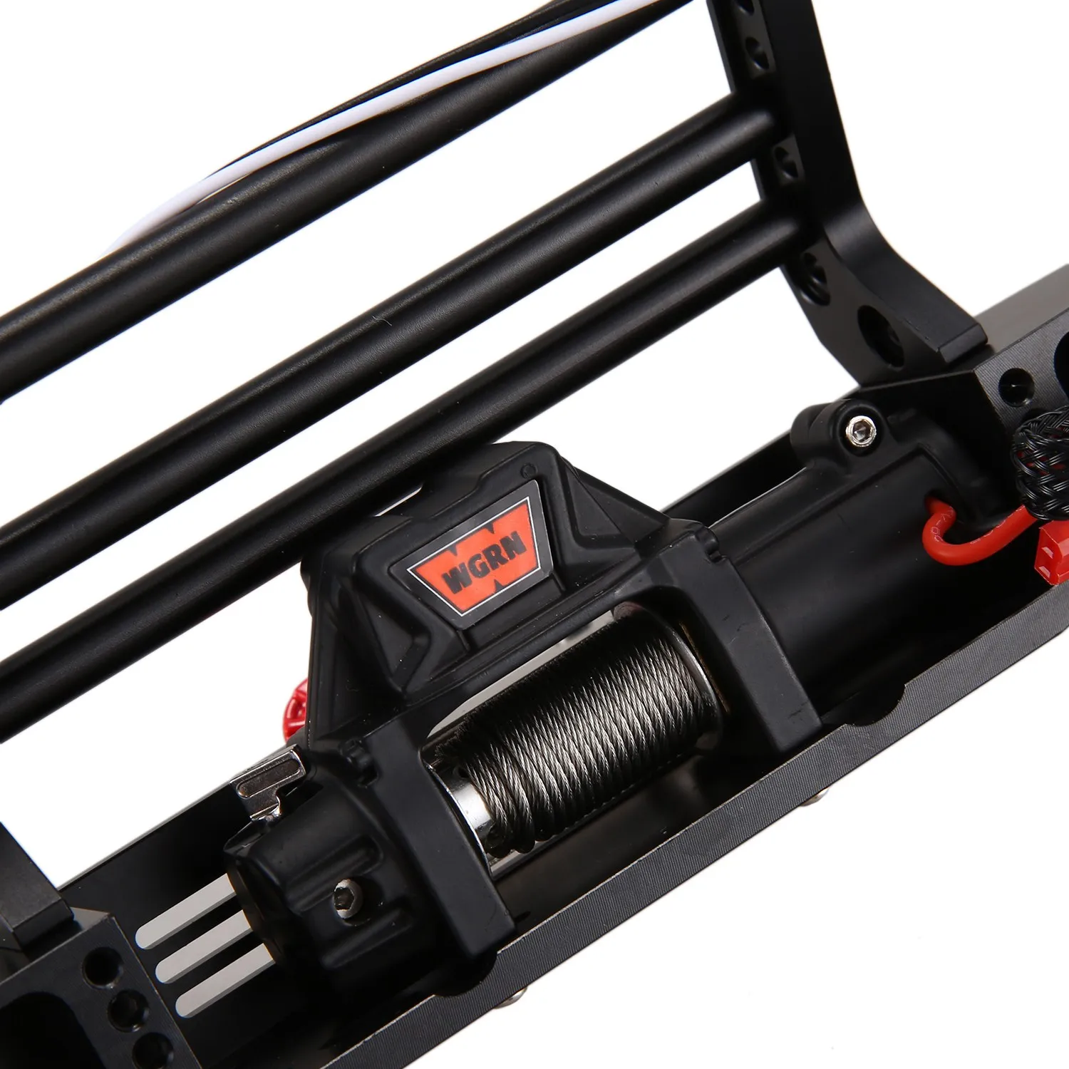 Metal Front Bumper with Winch Remote Controller System for 1/10 RC Crawler Traxxas TRX4 Axial SCX10 & SCX10 II 90046