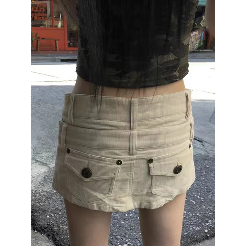 Y2K 2000S 카고 데님 미니 스커트 여성 그런지 섹시 로우 라이즈 패치 워크 힙합 랩 청바지 스커트 여름 갸루 하라주쿠 한국어 Faldas