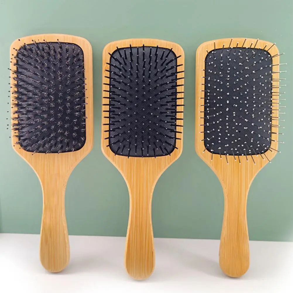 Hair Comb Anti-Slip Anti-static Frizzless Knotless Painless Prevent Hair Loss Bamboo Pig Bristle Air Cushion Massage Home Supply